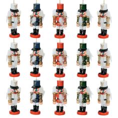 the nutcrackers are all different colors and sizes