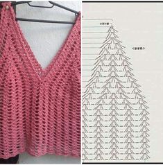 the crochet pattern is shown next to an image of a woman's top