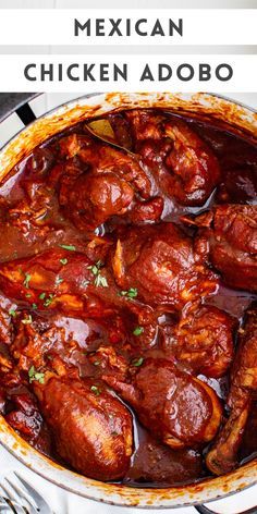 mexican chicken adobo in a red sauce