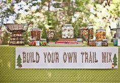 there is a sign that says build your own trail mix