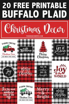 christmas decor with the words, free printable buffalo plaid