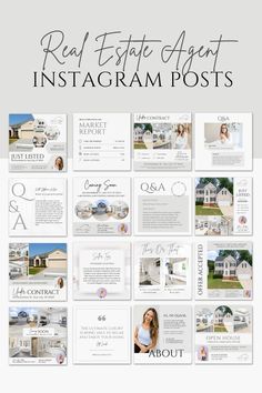 the real estate agent instagramm postcard is shown with photos and text on it