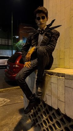 Jack skellington costume Human Jack Skellington, Jack Skellington Costume Men, Halloween Cosplay Ideas Men, Jack The Skeleton Costume, Jack The Pumpkin King Costume, Jack And Sally Halloween Costumes, Jack Skeleton Makeup