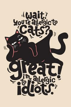 a black cat with the words, wait you're all alright to cats?