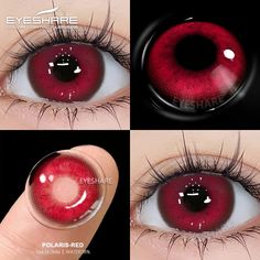 YICKYUE  -  Colored Contact Lenses for Eyes Natural Eye Lenses Gray Contact Green Lenses Blue Lenses Fashion Lenses 1 Pair Red Eye, Red Eye Contacts Shop, Color Eye Contact Lenses, Black And Red Contact Lenses, Contact Lenses Case, Cosplay Contacts