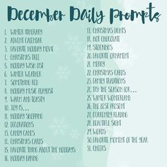 the december daily points list with snowflakes