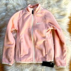 Nwt. Never Worn Nike Casual Fleece Jacket With Fleece Lining, Nike Casual Fleece Jacket, Nike Cozy Sports Outerwear, Casual Nike Fleece Jacket With Fleece Lining, Cozy Nike Sports Outerwear, Sporty Spring Outdoor Fleece Jacket, Nike Long Sleeve Sweatshirt With Fleece Lining, Nike Cozy Winter Outerwear, White Nike Fleece Outerwear