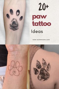 two different tattoos on the arms and legs of people with dog paw tattoo designs on them