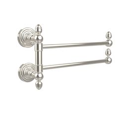 two metal towel racks with balls on the top and bottom, one in polished stainless steel