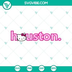 the word houston with a hello kitty face on it's front and bottom corner