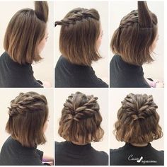 Braided Crown Hairstyle with Bob - Prom Short Hairstyles 2016 - 2017 Medium Length Hair Styles With Curls, Renfair Hairstyles Short Hair, Shoulder Length Hair Prom Styles, Bridesmaid Short Hairstyles Half Up, Hairstyles For Thick Hair Medium Easy, Short Hairstyle Women Fancy, Hair Styles For Prom Short Hair, Winter Formal Hairstyles For Short Hair, Easy Hair Dos For Medium Hair