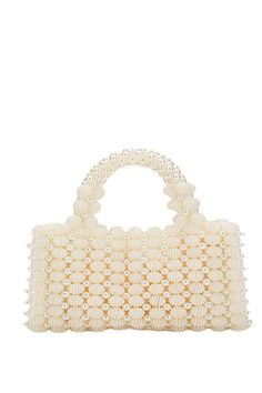 Metz Purse - BIDA Boutique Cream Top Handle Party Bag, Cream Top Handle Bag For Party, Cream Top Handle Party Bags, Party Cream Top Handle Bag, Luxury Handheld Beaded Shoulder Bag, Elegant Embellished Summer Bags, Chic Beige Clutch With Top Carry Handle, Formal Tote Shoulder Bag With Pearl Handle, Luxury Beaded Clutch Shoulder Bag