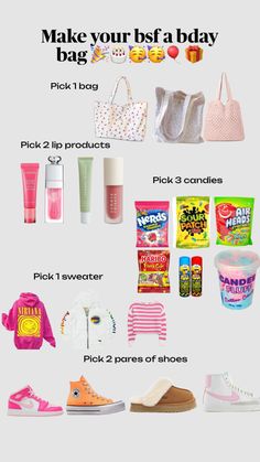 the contents of a bag are shown in this graphic above it is an info sheet for how to make your best day bag