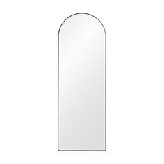 an arch shaped mirror is shown against a white background and has a black border around it