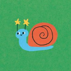 a drawing of a snail with stars on its head