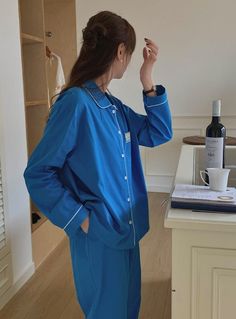 Immerse yourself in the epitome of comfort and elegance with our Royal Blue Long Sleeves and Pants Pajama Set. Crafted from sumptuously soft fabric, this set envelops you in luxurious coziness, while the long-sleeved top provides warmth and coverage ideal for cooler nights. The matching pants offer a relaxed fit for ultimate comfort, perfect for lounging or enjoying a restful night's sleep. With its regal royal blue hue, this set adds a touch of sophistication to your nighttime routine, ensuring you stay stylishly comfortable from dusk till dawn. Elevate your loungewear collection with our Royal Blue Long Sleeves and Pants Pajama Set, designed to make every moment of relaxation feel like a royal affair. Features: 100% Cotton Relax Fit (stretchy waistband) Breathable (great for all seasons) Blue Cotton Sets With Long Pants, Blue Long Sleeve Sleep Sets, Blue Sleepwear Sets With Long Pants, Blue Long Sleeve Loungewear Set, Blue Long Sleeve Home Sets, Blue Sets For Lounging With Long Pants, Blue Lounging Sets With Long Pants, Blue Lounge Sets With Long Pants, Blue Loungewear Sets With Long Pants