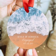 Beach Engagement Ornament, Beach Engaged Ornament, Personalized Engagement Gifts for Newly Engaged Gift, Bride to Be Gift for Engaged Couple Gifts For Newly Engaged, Happily Engaged, Newly Engaged Gift, Personalized Engagement Gifts