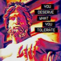 an image of jesus holding the cross with words above it that says, you describe what you tolerate