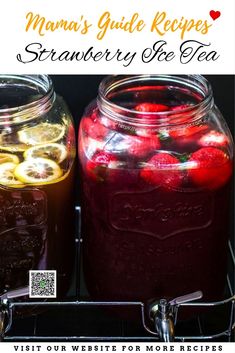 two mason jars filled with strawberries and lemons