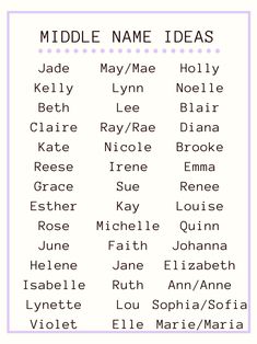 the middle name names for different types of people