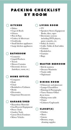 the packing checklist is shown in black and white, with green trimmings