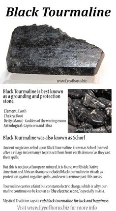 Black Tourmaline history and metaphysical, shamanistic use Chakra Healing Crystals, Spiritual Crystals, Les Chakras, Mineral Stone, Minerals And Gemstones