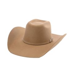 Style number RFTHSP-CJ42E5. Sahara tan cowboy hat. 6X felt quality. Rounded brick crown type. 4 5/8" crown height. 4 1/4" brim. Leather sweatband. American Cowboy Hats Felt, Light Brown Cowboy Hat, Tan Cowboy Hat, Brown Cowboy Hat, Western Hat, Crown Heights, Western Hats, Type 4, Cowboy Hat