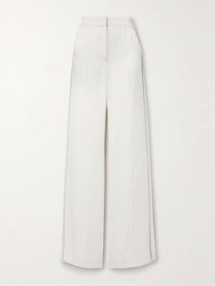 VERONICA BEARD Millicent crystal-embellished satin-crepe straight-leg pants | NET-A-PORTER Venus In Capricorn, Uzun Boy, Elegant Pants, Clothing Templates, Short O, Bearded Lady