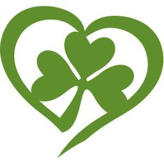 a green heart with four leaf clovers