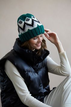 Color: Green One Size Acrylic Made In China Vegan 06-61-010 Green Chevron, Forest Green Color, Winter Knit Hats, Knit Texture, Hat Beanie, Grey Pattern, Cold Weather Accessories, Chevron Pattern, Knit Hat