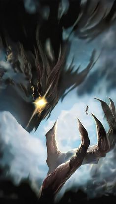 two dragon like creatures flying through the sky