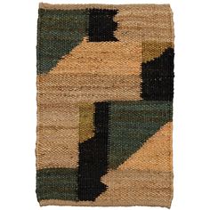 an area rug with different colors and shapes on the side, including black, brown, green