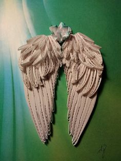 an image of two angel wings on a green background