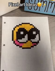 a piece of paper that has been drawn to look like a cartoon character with the words pixel art ideas on it