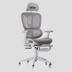 an office chair with the seat up and wheels down, in front of a white background