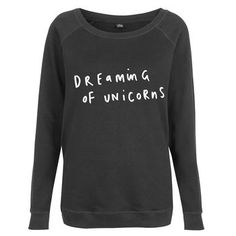 Dreaming Of Unicorns Oversized Women's Sweater Typography Clothes, Slogan Clothing, Slogan Sweater, Oversized Black Sweater, Unicorn Sweater, Unique Sweatshirt, Oversize Tee, Scoop Neck Sweater, Oversize Women