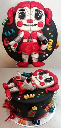 a cake decorated to look like a clown