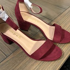 Super Cute Burgandy Suede Low Heel New Without Tags/Never Worn Dark Red Heels, Hoco Shoes, Sparkle High Heels, Ankle Tie Heels, Burgundy Heels, Tie Up Sandals, Ankle Strap Chunky Heels, Chunky Heel Pumps, Green Heels