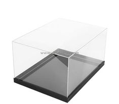 a clear plastic box with a black bottom