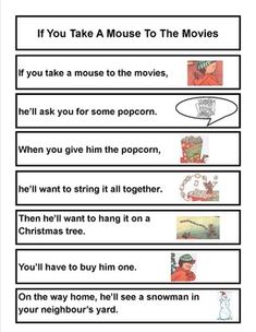 a christmas movie worksheet with the words if you take mouse to the movies