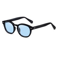 Round Retro Dark Black Plastic Frame Sky Blue Tint Lens Trendy Sunglasses For Men Women Summer Circle Sun Glasses See Through Film Johnny Depp Uv 400 Protection Summer Beach Shades Features A Classic Design, Lightweight Frame And Come In Beautiful Black Frame Color For Work And Leisure. Perfect All Rounder These Round Circle Beach Summer Sunglasses Is The Perfect Choice For Outdoor Activities Such As Walking, Driving, Shopping, Travelling, Taking Photos, And Is Suitable As High Fashion Accessory Casual Black Sunglasses For Beach, Retro Blue Wayfarer Sunglasses, Casual Blue Wayfarer Sunglasses, Casual Light Blue Tinted Sunglasses, Casual Light Blue Sunglasses With Mirrored Lenses, Retro Blue Sunglasses For Spring, Light Blue Mirrored Sunglasses For Beach, Blue Casual Sunglasses For Summer, Light Blue Sunglasses With Uv Protection For Beach