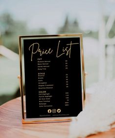 a menu sitting on top of a wooden table