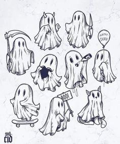 the ghost stickers have been drawn on paper