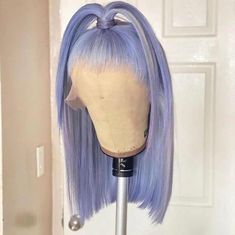 "Ice blue Half up half down straight 12\" bob lace front wig - Hair can be washed, relaxed, permed, and colored. - Custom Colors, Cuts, Cap Size not listed are welcomed for an additional fee. Please contact us for custom orders before placing an order. This show stopping wig comes in 10 inches to 30 inches (measured from crown to ends of hair) and 150% density. This look is perfect for any occasion and season! We are long term satisfactory sellers in the hair extension industry--10 years. Please buy with confidence that you are purchasing the very best product. Note: We have processing of 2-3 BUSINESS weeks (Monday-Friday, excluding US Holidays). #613 Full Lace Wigs are extremely high in demand right now, and if the wig you want is not in stock at the time of purchasing, we make it to orde All Black Formal Outfit, Black Formal Outfit, All Black Formal, Colorful Wig, Hair Colorful, 360 Lace Wigs, Wig Bob, Ombre Wig, 360 Wig