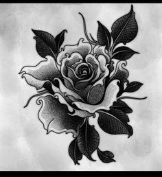 a black and white drawing of a rose