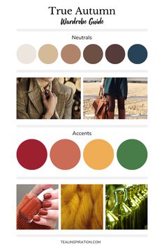 the autumn wardrobe guide for neutrals and colors, with text overlaying it