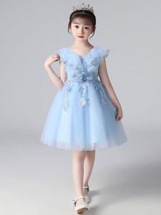 Sleeveless Blue Tutu Dress For Dress-up, Sleeveless Summer Princess Dress For Pageants, Sleeveless Tulle Princess Dress For Summer, Sleeveless Summer Tulle Princess Dress, Sleeveless Floral Applique Dress For Prom, Light Blue Tutu Dress For Summer Dress-up, Spring Sleeveless Tulle Tutu Dress, Princess Style Sleeveless Dress For Summer Pageant, Princess Style Sleeveless Dress For Summer Pageants