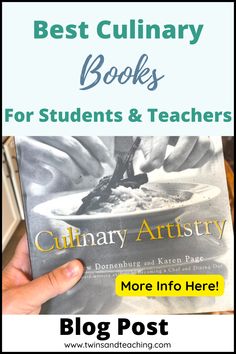 a person holding up a book with the title best culinary books for students and teachers