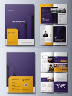 an image of a purple and yellow brochure