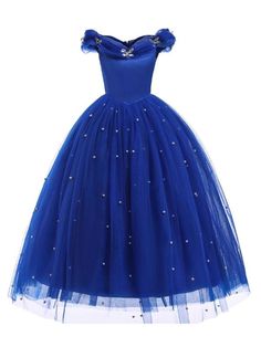 Blue Princess Evening Dress For Banquet, Princess Blue Dress With Sweetheart Neckline, Blue Princess Evening Dress For Prom, Blue Princess Style Evening Dress For Prom, Blue Princess Style Evening Dress For Prom Season, Princess Style Blue Evening Dress With Fitted Bodice, Embellished Blue Ball Gown With Sweetheart Neckline, Blue Embellished Fitted Ball Gown, Blue Sequin Dress For Dress-up